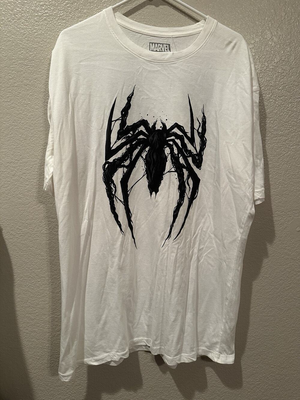 NWOT Marvel Disney Venom Black Spider White Tee Sz XL